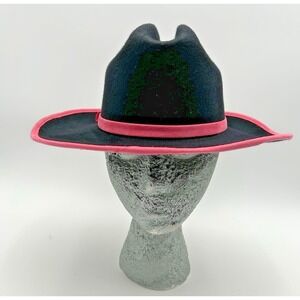 Summit Hat Co. Black And Pink Felt Girly Cowgirl Cowboy Hat Vented Womens Medium